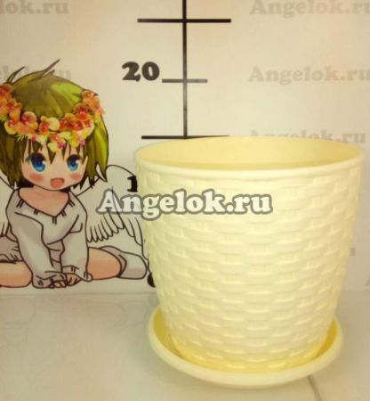 фото Горшок Ротанг-16 с поддоном бежевый от магазина магазина орхидей Ангелок