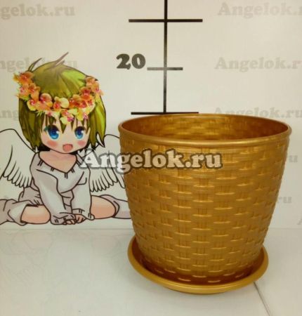 фото Горшок Ротанг-16 с поддоном бронзовый от магазина магазина орхидей Ангелок