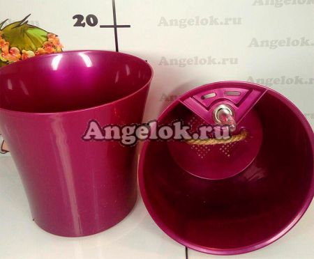 фото Кашпо с автополивом Комфорт круглое бордовое от магазина магазина орхидей Ангелок